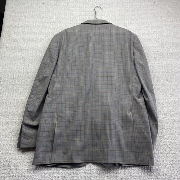 Peter Millar Blazer Men's 46T Sports Coat Jacket 100% Wool Plaid Grey / Orange - Picture 13 of 16